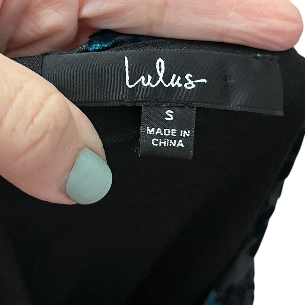Lulus Elegant Forever Velvet Burnout Jumpsuit Small Wide Leg One Shoulder Teal - Picture 9 of 11